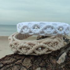 Opaska do włosów biała ślub wesele boho perełki