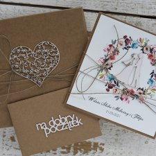 Rustykalna kartka na ślub z pudełkiem