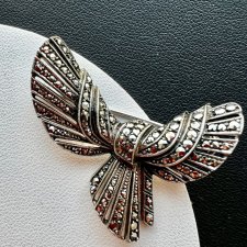 Art Deco - Elegancka srebrna z markazytami ❀ڿڰۣ❀ Broszka ❀ڿڰۣ❀