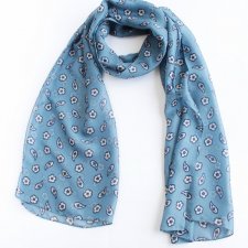 zwiewny szal vintage kwiaty wzory niebieski