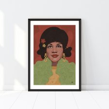 Kobieta, ilustracja, plakat, kwiaty A2 lub  40x50 cm