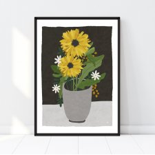 słoneczniki, ilustracja, plakat, kwiaty A3 lub 30x40 cm