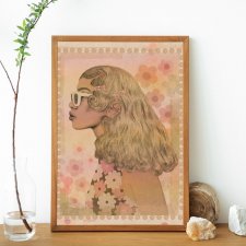 Summer 60 s girl, kobiecy plakat, ilustracja  A3 lub 30X40 cm