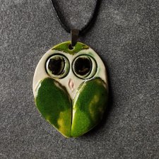 Naszyjnik ceramiczny sowa zielona