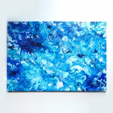 Duży abstrakcyjny obraz "Niebieskość" 70 x 100 cm do salonu, ręcznie malowany