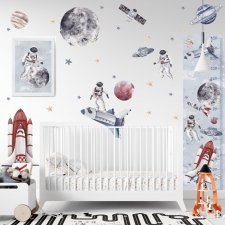 Księżyc, rakiety, astronauci, planety, kosmos