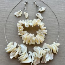 Modern Art Jewelry ❤ Zjawiskowy włoski design - Srebro i masa perłowa ❤ Komplet, naszyjnik, bransoletka i kolczyki ❤