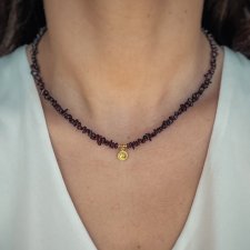 Naszyjnik Kamienie Naturalne Granat z zawieszką