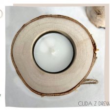 Zestaw prezentowy - drewniany świecznik z podstawką