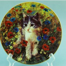Bradex talerz dekoracyjny kot kotek kwiaty łąka