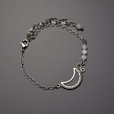 Bransoletka półksiężyc kamień księżycowy, wire wrapping, księżyc