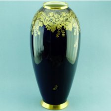 Lindner salonowy wazon kobalt złota koronka złoto