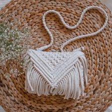 Torebka makrama kopertówka boho rustykalna ecru
