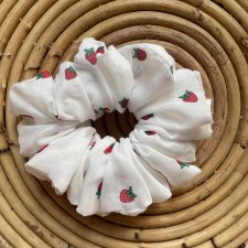 Scrunchie jedwab bawełna poziomki