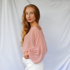 *różowa mgiełka* bluzka szyfonowa pudrowy róż