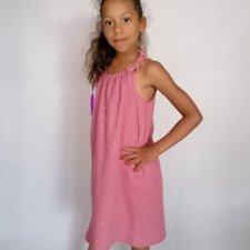 Sukienka letnia dla dziewczynki muślinowa różowa