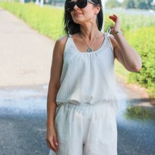 Biały Muślinowy Top Oversize MEGII