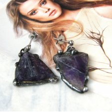 Kolczyki asymetryczne naturalny ametyst