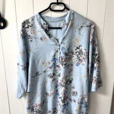 Koszula w kwiaty kwiatki błękitna koszula z wiskozy bluzka w kwiatki