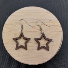 Kolczyki drewniane GWIAZDKI BRĄZOWE
