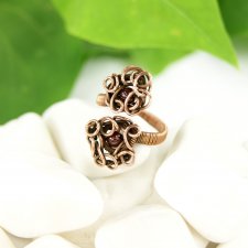 Granat regulowany pierścionek z miedzi