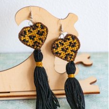 Kolczyki haftowane - Serce dzikiej pantery