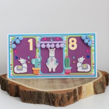 Kartka na osiemnaste urodziny z lamą