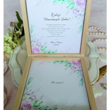 60 ROCZNICA ŚLUBU, DREWNIANA KARTKA Z ŻYCZENIAMI 01