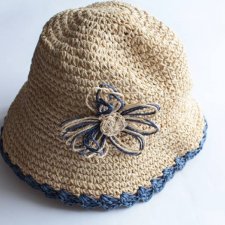 kapelusz vintage pleciony na lato bucket hat