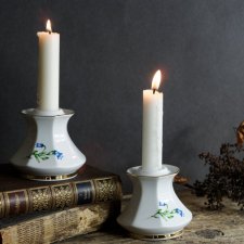 Porcelanowe świeczniki, komplet 2 szt., kwiatowy wzór, złocenia