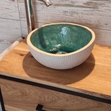 Umywalka Turkusowa nablatowa ceramiczna