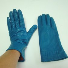 skórzane rękawiczki turkusowe M/L