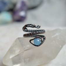 Blue - pierścionek spiralny z miedzi