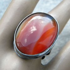 pomarańczowy agat - pierścionek