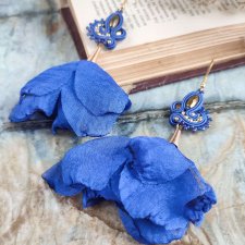 Kolczyki niebieskie lekkie kwiatki sutasz