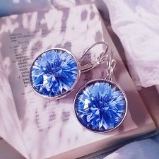 Kolczyki w oprawie srebrnej chabrowe kwiaty /49