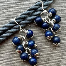 Kultowe winogrona.... Vintage Lapis Lazuli Earrings  ❤ Niezwykły kamień ❤❤ Srebro 925