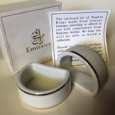 Rarytas Emirates aurline napkin  rings LIMOGES DLA EMIRATES AIRLJNE KOMPLET DWA SERWETNIKI  porcelanowe