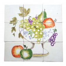 Dekor kuchenny kafle obraz ręcznie malowany, misa z owocami