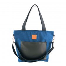 Torba typu shopper z zamszu ekologicznego Mili Chic MC6 - granatowa