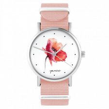 Zegarek - Mak - brzoskwiniowy róż, nylonowy