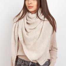 Efektowna dzianinowa chusta - SZ005 beż