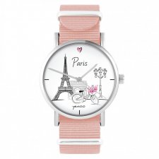 Zegarek - Paryż - brzoskwiniowy róż, nylonowy