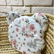 podusia bambusowa z uszkami uszy poduszka płaska dla niemowlaka miś