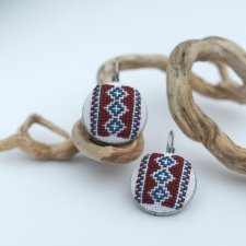 Kolczyki z haftem łemkowskim KALYNA