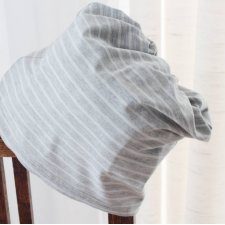 cienka czapka BEANIE handmade paski szara