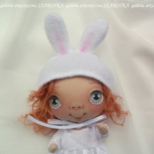 Lala - KRÓLICZEK, dekoracja tekstylna, OOAK, pocket doll