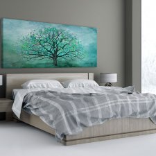 Obraz na płotnie do salonu - Turkusowe drzewo, format 150x60cm 02328