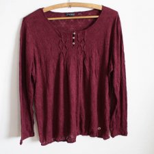 PLUS SIZE bluzka bordo gnieciona bawełna wiskoza