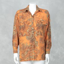 Pomarańczowa wzorzysta koszula vintage, M/L